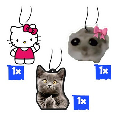 3er Set Katze und Hamster Duftbaum/Auto Lufterfrischer<wbr/>/Vanilla,Cherr<wbr/>y,Rose