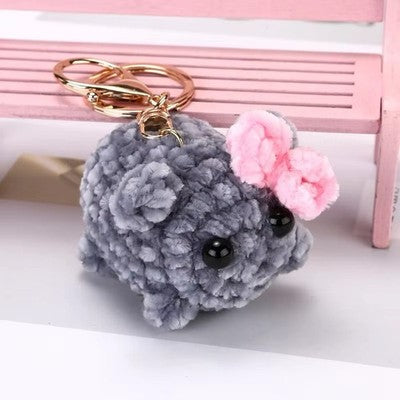 Flauschige Maus Schlüsselanhän<wbr/>ger/ süßer Plüsch Anhänger mit Schleife