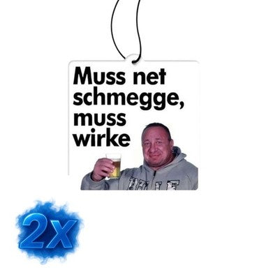 2x Auto Lufterfrischer<wbr/>/Muss net schmegge,muss wirke/Vanillia